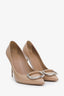 Burberry Taupe Patent Leather Buckle Detail Heels Size 37.5