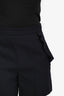Sandro Navy Pleated High Waisted Shorts Size 38