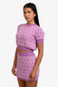 Fendi Purple Cotton FF Monogram Short Sleeve Sweater + Mini Skirt Set Size XS