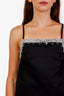 Prada Black Satin Crystal Embroidered Mini Dress Size 38