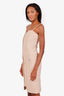 Pre-loved Chanel™ 2014 Beige Metallic Tweed Jacket with Sleeveless Midi Dress Set Size 34