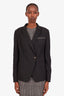 Brunello Cucinelli Navy Virgin Wool Single Breasted Blazer Size 42