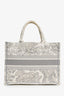 Christian Dior 2020 Grey Canvas Toile de Jouy Embroidered Medium Book Tote