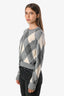 Sandro Grey/Cream Wool Blend Argyle Button Front Cardigan Size 1