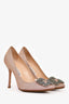 Manolo Blahnik Pink Sparkle Crystal Embellished Hangisi Heels Size 36.5