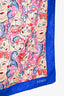 Fendi Blue/Multi Silk Face Motif Foulard Scarf