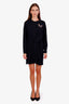 Louis Vuitton Black Cotton Long Sleeve Crystal Embellished Logo Mini Dress Size 36