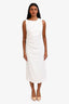 Theory White Linen Shoulder Drape Midi Dress Size 2