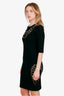 Moschino Black Cotton Embroidered Midi Dress Size 6
