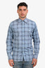 Burberry Blue/Black Cotton 'Exploded Nova' Check Pattern Long Sleeve Button-Up Shirt Size M