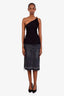 Sacai Black Denim Skirt With Nylon Undershorts Midi Skirt Size 1