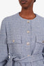 Maje Blue Tweed Belted Jacket Size 38