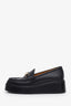Gucci Black Leather Horsebit Platform Loafers Size 37.5