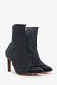 Givenchy Black Glitter Leather Trim Sock Boots Size 39