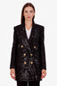 Balmain Black Sequin Double Breasted Jacket Size 38