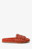 Chloe Orange Woven Leather Suede Lined Slides Size 36