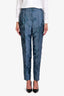 Max Mara Studio Blue Floral Jacquard Slim Fit Trousers Size 8