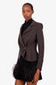 Armani Collezioni Grey Wool Cinched Blazer Top Size 8