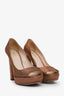 Prada Gold Sparkly Open Toe Platform Heels Size 38.5