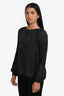 Maje Black Pleated Polka Dot LS Top Size 1