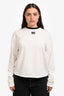 Miu Miu 2023 Black/White Embroidered Logo Long Sleeve T-Shirt Size M