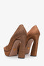 Prada Gold Sparkly Open Toe Platform Heels Size 38.5