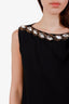 Gucci Black Crystal Embellished Draped Jersey Shift Dress Size XS