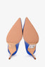 Manolo Blahnik Cobalt Blue Python Metallic Heels Size 38.5