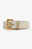 Saint Laurent White Leather Square Buckle Cassandre Belt