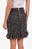 Balmain Black/Pink Tweed Fringe Button Mini Skirt Size 4