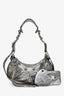 Balenciaga Silver Metallic Leather XS 'Le Cagole' Shoulder Bag