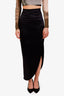 Balenciaga Black Silk Wool Textured Midi Skirt Size 34