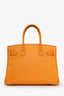 Sac Birkin 30 Hermès 2013 en cuir Epsom couleur Soleil 9H, bijouterie argentée