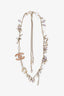 Pre-loved Chanel™ 12A Light Gold-Tone Pearl Purple Beaded CC Long Necklace