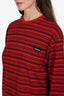 Miu Miu 2024 Black/Red Pocket Logo Stripe Long Sleeve Shirt Size XS