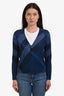 Burberry Brit Blue Wool/Cashmere Argyle Zip Up Cardigan Size XS