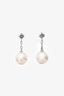 Mikimoto Akoya 18k White Gold Cultured Pearl Diamond Drop Earrings