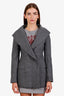 Stella McCartney Grey Shawl Collar Double Breasted Coat Size 36