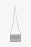 Christian Dior Silver Metallic Leather 'Diorama' Wallet on Chain