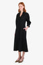 Jil Sander Black Wool Satin Collared Midi Dress Size 34