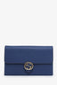 Gucci Blue Grained Leather Interlocking G Wallet On Chain