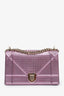 Christian Dior Purple Metallic Cannage Leather Diorama Shoulder Bag GHW