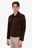 Saint Laurent Brown Suede Button Down Jacket Size 48 Mens