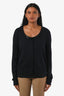 Hermès Black Cashmere Button Down Cardigan Size 40