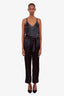Brunello Cucinelli Grey Silk Monili V-Neck Belted Jumpsuit Size S