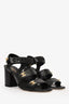 Pre-loved Chanel™ Black Leather CC Turnlock Heeled Sandals Size 38C