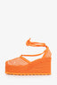 Bottega Veneta Orange Calf Leather Trim D'Orsay Espadrilles Size 36