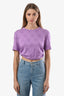 Pre-loved Chanel™ Purple Cotton CC Monogram Faux Pearl Detail Cropped Top Size S