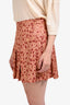 Sandro Orange Floral Print Pleated Mini Shorts Size 42