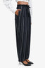 Vince Navy/White Striped Silk Drawstring Waist Trousers Size S